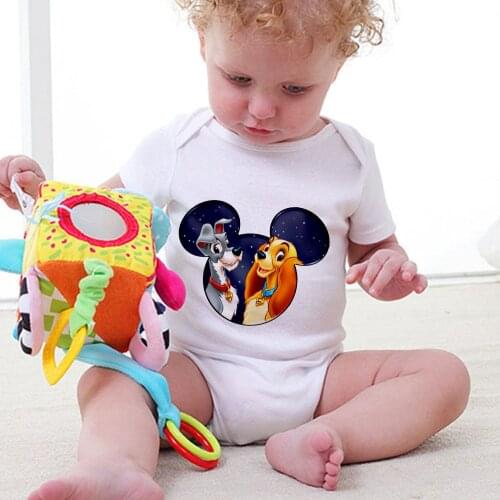 Baby Clothes White Mickey Lady The Tramp Printed Newborn Jumpsuit Baby Bodysuit Infant 0-24M Baby Boys Girls Clothes