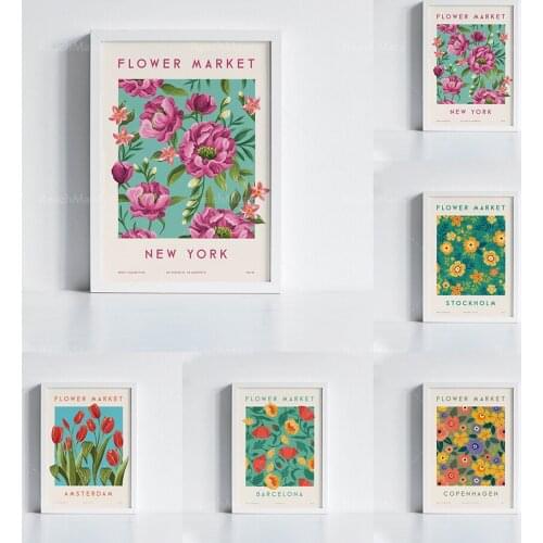 Flower market poster artwork, family artwork printing