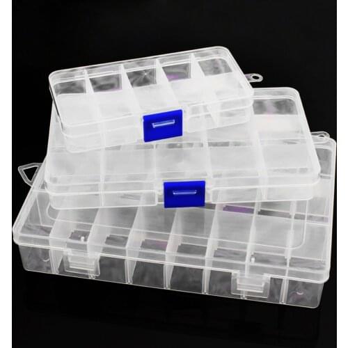 Adjustable 10/15/24 Compartment Plastic Storage Box Practical Jewelry Earring Bead Screw Holder Case Display Organizer Container