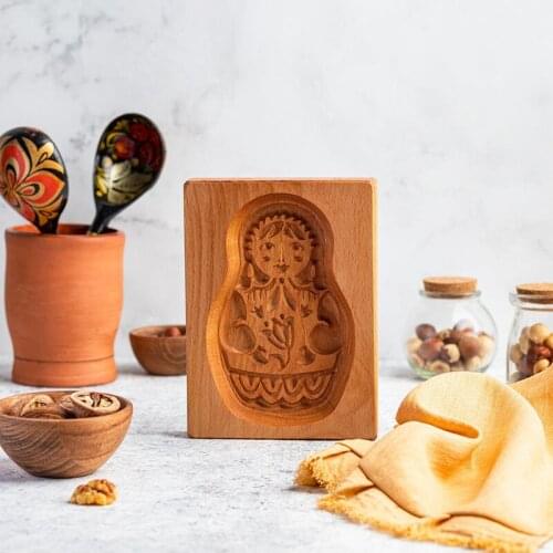 Carved Wooden Baking Cookie Stencils DIY Stamper Mold Gingerbread Cookie Cutter Stencils Practical Kitchen Tools Easy Operation