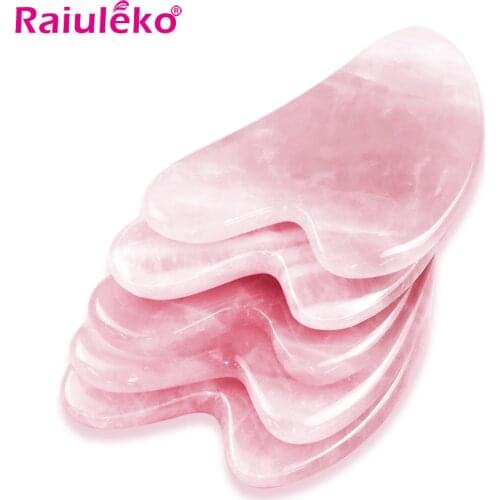 Natural Rose Jade Roller Face Massage Gua Sha Board Crystal Stone Jade Massager Body Facial Eye Scraping Acupuncture Face Lift