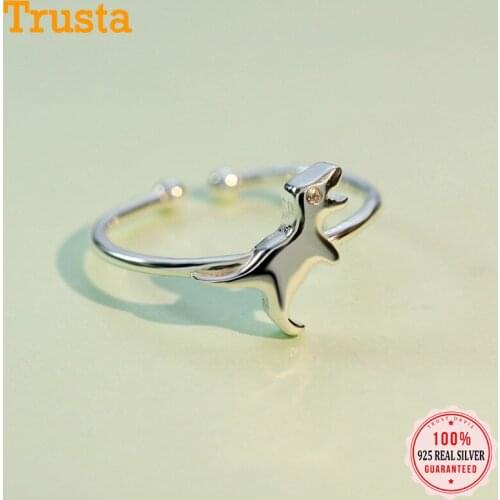 Trustdavis 100% 925 Solid Real Sterling Silver Women Lady Jewelry Dinosaur Ring Opening Size 5 6 7 Love Gift Girls Lady DA115