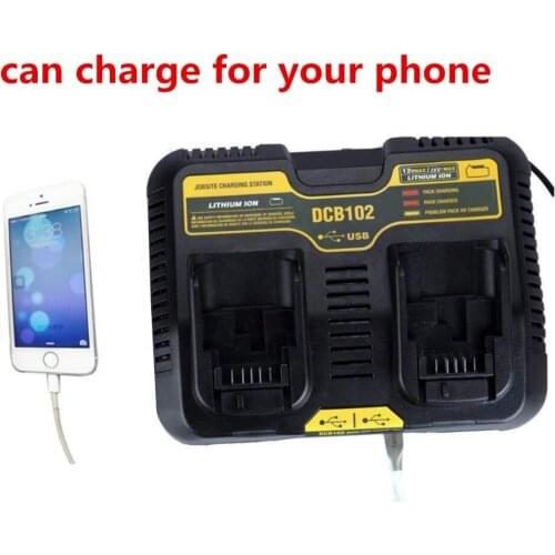 DCB102 Li-ion Battery Dual USB Port Charger fast charging For DeWalt 10.8V 12V 14.4V 18V 20V DCB101 DCB200 DCB140 DCB105 DCB200