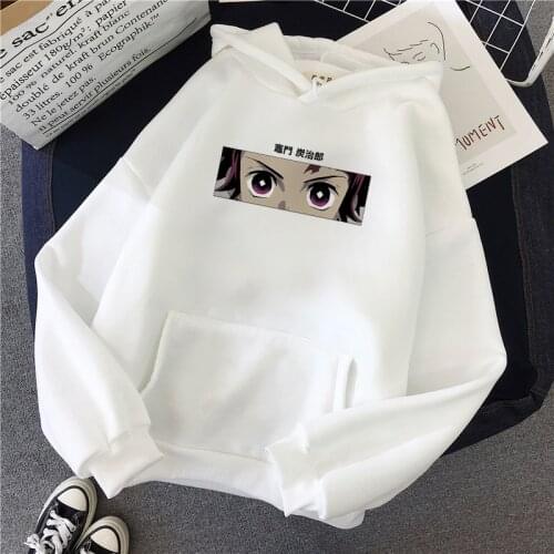 Women Autumn Winter Demon Slayer Anime Hoodie Casual Harajuku Kawaii Cartoon Print Fleece Turtleneck Sweatshirts Frineds Clothes