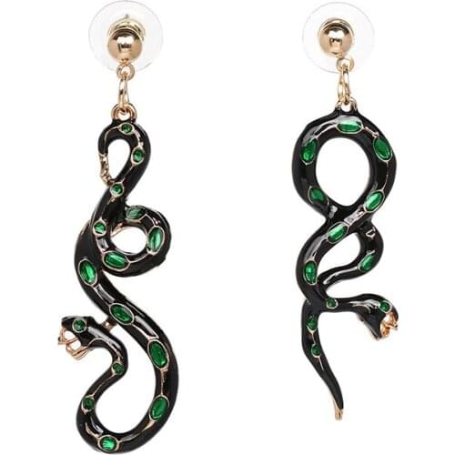 2020 New ZA Asymmetry Enamel Snake Shape Long Earring Jewelry For Women Fashion Indian Ethnic Vintage Animal Dangle Earrings