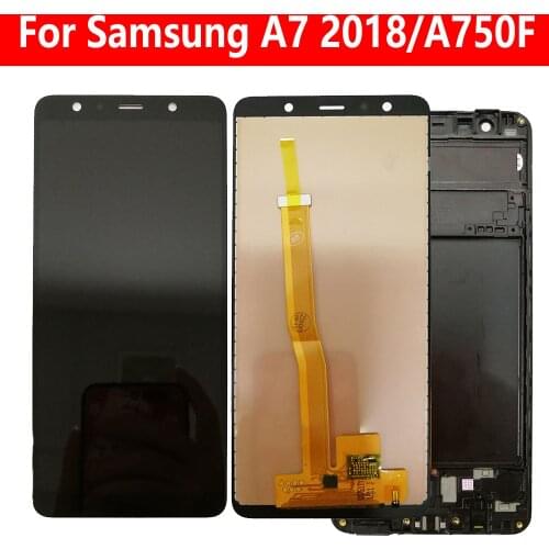 A750 LCD For Samsung Galaxy A7 2018 LCD Display With Frame SM-A750F/DS A750FN A750G Screen Touch Digitizer Assembly Reaplcement
