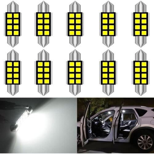10x C5W Bulbs 36mm LED Pure White Canbus For Samsung 2835 SMD Dome License Plate Light Led Car Dome Ceiling Light No OBC Error