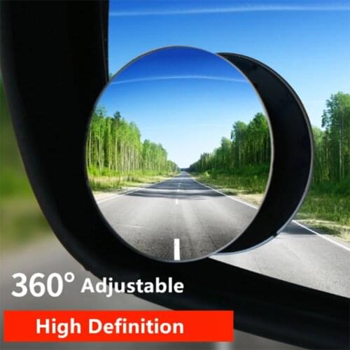 2Pcs HD 360 Degree Interior Mirrors Adjustable Car Rear View Convex Mirror Auto Rearview Back Mirror Vehicle Blind Spot Rimless