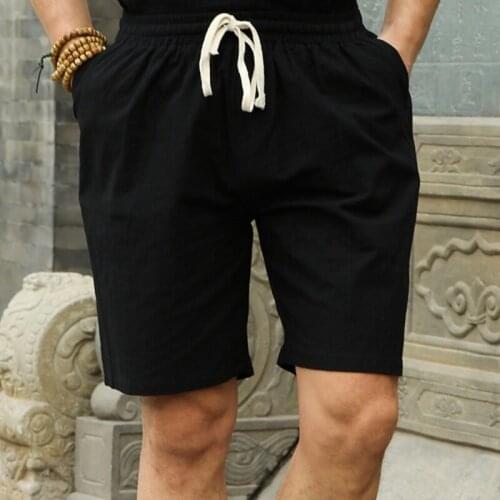 Summer Casual Imitation Cotton Linen Shorts Men Plus Size High Waist Shorts Fashion Short Pants Streetwear Mens Shorts
