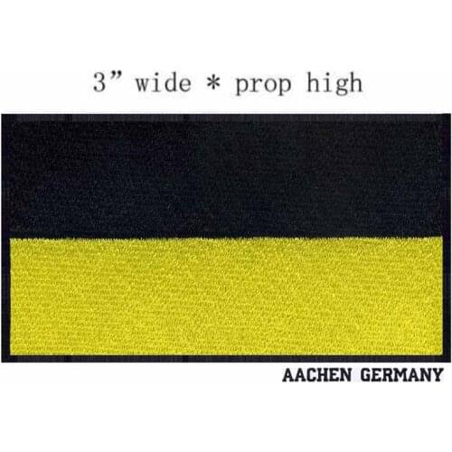 3" wide Aachen,Germany Flag embroidery patch for black red and yellow stripes/tactical gear/iron on patch