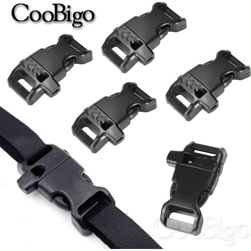 5pcs 5/8" Side Release Buckle Curved Emergency Survival Whistle Buckle Parachute 550 Paracord Bracelet Strap Bag Parts