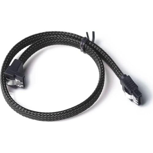 50CM SATA 3.0 III SATA3 7pin Data Cable Right Angle 6Gb/s SSD Cables HDD Hard Disk Data Cord with Nylon Sleeved(Black)