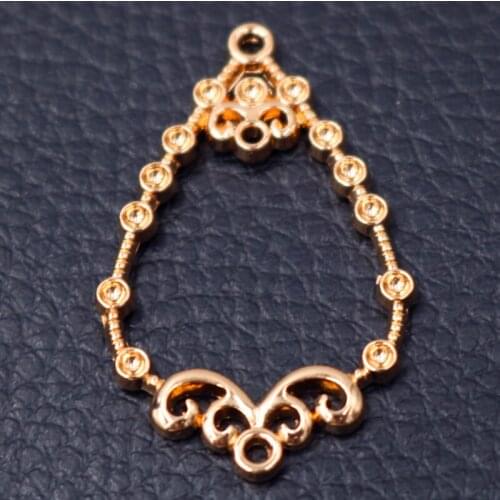 6pcs Gold Plated Water Drop Hollow Frame Connectors Fashion Necklace Earrings Metal Accessories DIY Charms Jewelry Crafts Making