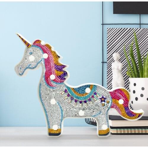 DIY Diamond Painting LED Lamp Special Shaped Diamond Mosaic Cross Stitch Embroidery Cartoon Unicorn Rhinestone Decor Lights