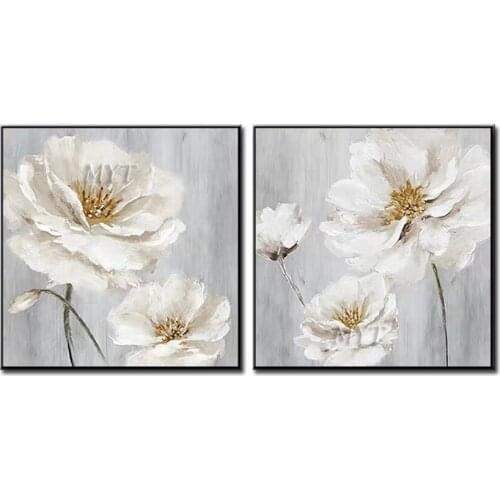 White Flowers Oil Painting Abstract 100% Handpainted Modern Combination Of Figure Decoration On Canvas Wall Art Home Frameless