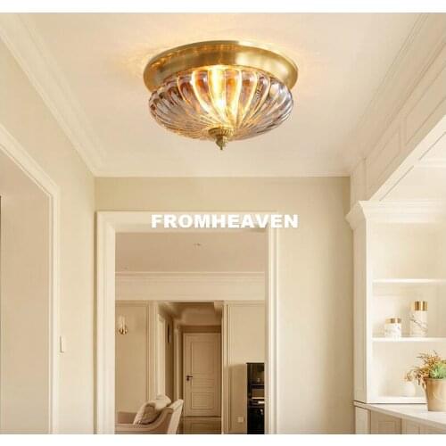 Free Shipping D30cm H17cm Art Decration 90-265V Bronze Crystal Style Design Ceiling Lamp Copper Luster E27 LED Ceiling Lighting