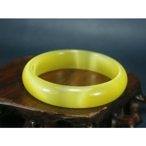 Natural Yellow Women Men Hand Carved Round Jade Bracelet Fashion Jewelry Mens and Womens Charm Bracelets