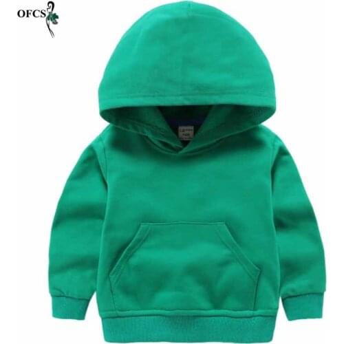 Fashion children hooded sweater coat of boys and girls fashion leisure pure color long sleeve T-shirt woolen sweater garment
