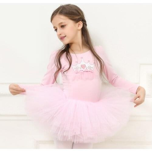 Children Ballet Dancing Dress Long Sleeve Girls Fashion Dance Suit Kid Ballet Tutu Dress Cotton Grading Ballet Skirt B-6385