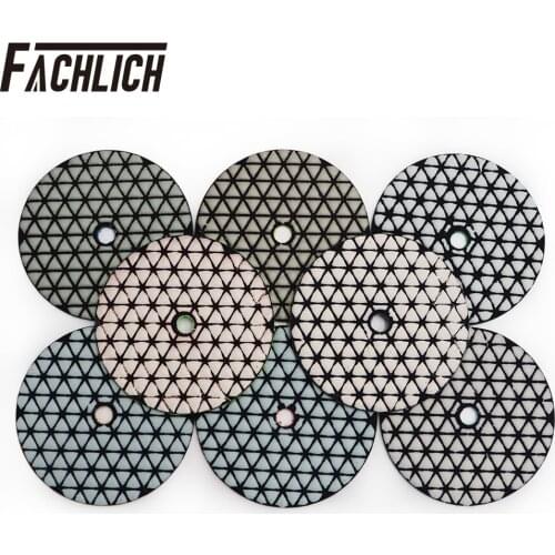 FACHLICH 8pcs/set Dia 100mm/4" Dry Diamond Resin Bond Sanding Disc Flexible Polishing Pads For Stone Granite and Marble