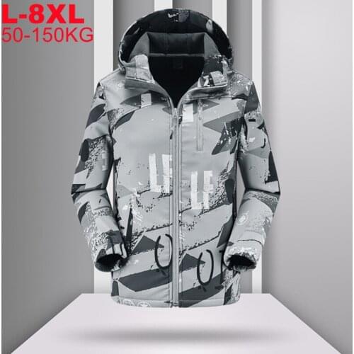 Big Size 8xl 7xl 6xl Men Softshell Jackets Fleece Lining Large Winter Mens Outdoor Coat Waterproof Windproof Windbreakers Male