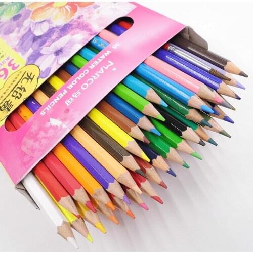 [MARCO] 36 Colors Water Soluble Colored Pencils Watercolor Pencil Set For School Sketch Drawing Art Supplies 4120-36CB