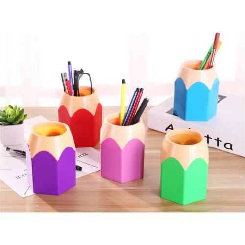 Cute pen vase pen holder pen holder container stationery plastic desk storage box finishing container school office supplies