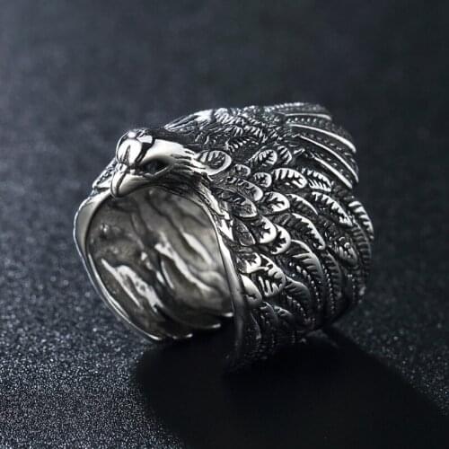 Fashion Punk Flying Eagle Ring Men Women Stainless Steel Animal Biker Ring Male Boyfriend Jewelry Creativity Gift Wholesale