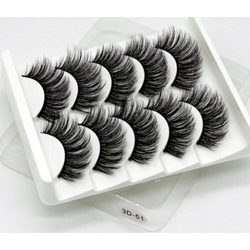 5 Paris 3D Faux Mink Hair False Eyelashes Handmade Natural/Thick Long Eye Lashes Wispy Makeup Beauty Eyelashes Extension Tools