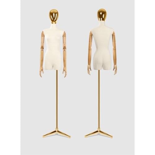 New Electroplating Head Half Body Model Gold Hand Mannequin Bag Cloth Model Factory Direct Sale