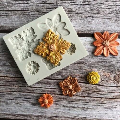 New retro flower fondant silicone mold DIY chocolate cake mold baking utensils