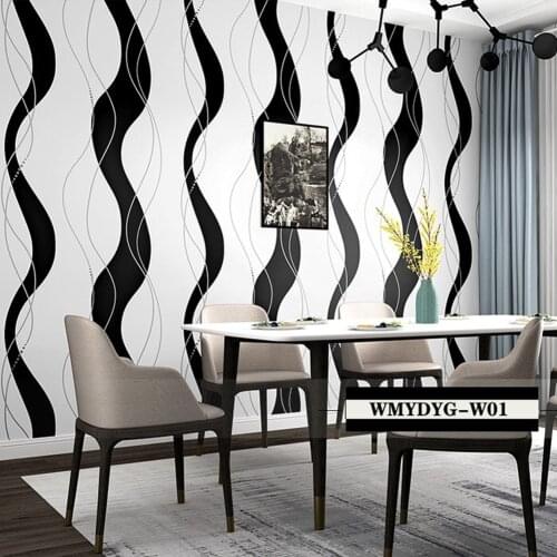 Simple Wave Pattern Wallpaper Black and White Vertical Stripes Modern Nordic Style Living Room TV Background Wallcovering