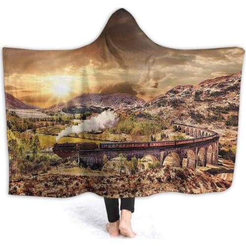 Hooded Blanket for Adult Wizard Hooded Blanket Cape Wrap Famous Train Station Hooded Blanket for Men Women Teenagers Kids