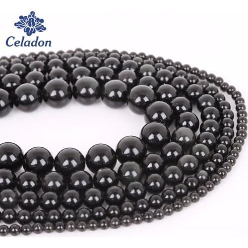Wholesale 4/6/8/10/12 mm 15'' Natural Stone Beads Round Black Obsidian Beads For Women Diy Necklace&Bracelet Jewelry Craft