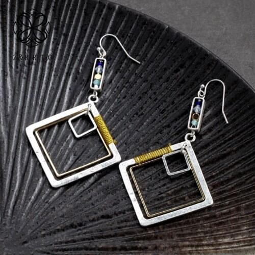 Hollow Square Hook Earrings Fashion Eardrop Pendientes Trendy Style Jewelry for Women Female Suspension Decoration Accessories
