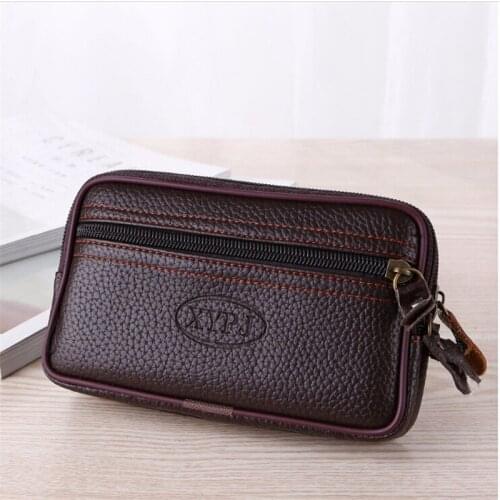 LKEEP Mobile Phone Waist Pack For Men Testificate Bag Leather Coin Purse Strap Pocket Cellphone Bag Clutch Bag Belt Waist Pouch