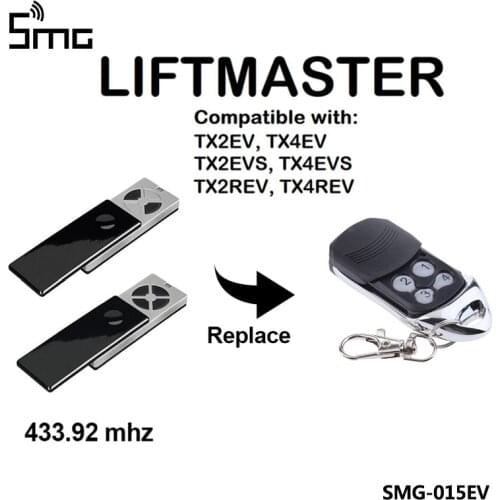 Chamberlain Garage Gate Remote Control for Liftmaster TX2REV TX4REV TX2EV TX4EV TX2EVS TX4EVS 433.92MHz Hand Transmitter