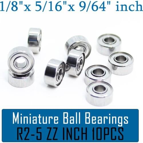 R2-5ZZ Bearing ABEC-1 (10PCS) 1/8"x5/16"x9/64" inch Miniature R2-5 ZZ Ball Bearings For RC Models