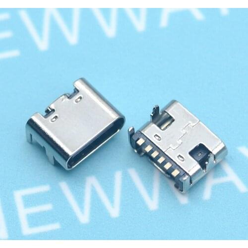 50Pcs/Lot Micro Usb Jack 3.1 Type-C 6Pin Dip4 90 Degree Female Connector For Mobile Phone Charging Port Charging Socket