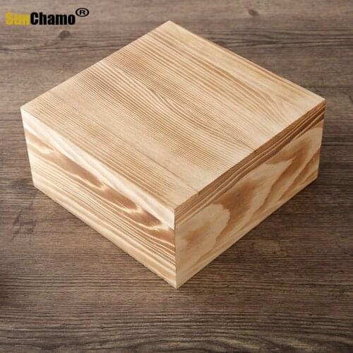 Retro Wooden Box Storage Box Handmade DIY Small Gift Box Solid Wood Square Heaven and Earth Cover Make Up Organizer Box