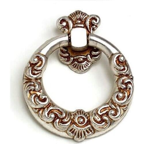 Rustico vintage furniture knobs antique silver shaky drop rings drawer cabinet dresser cupboard door knob pull handle with screw