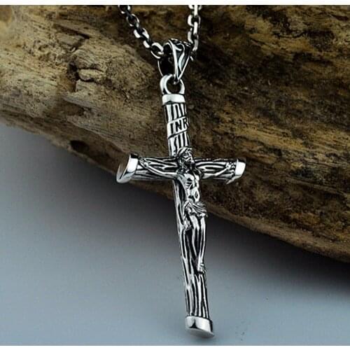 S925 pure silver three-dimensional Jesus Christ cross pendant for man fashion male personality pendant retro Thai silver jewelry