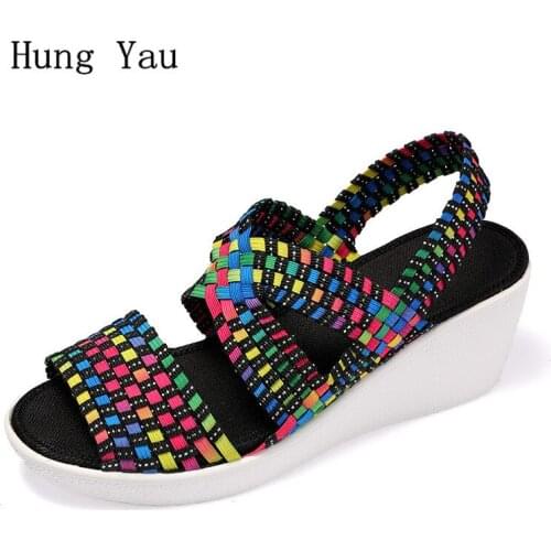 Women Sandals Flips Flops 2018 Summer Shoes Woman Wedges Sandals Fashion weave Comfortable Platform Female Slides Ladies Shoes