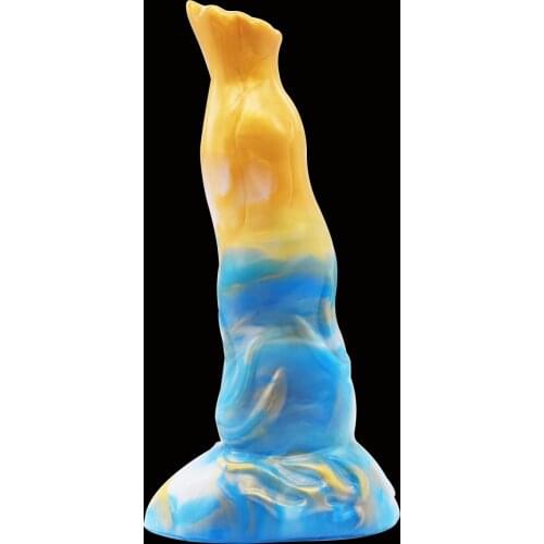 Blue and white Dildos Liquid Silicone Fake Penis Colorful Animal Penis Female Masturbator Huge Cock Sex Toy for Women Big Dick