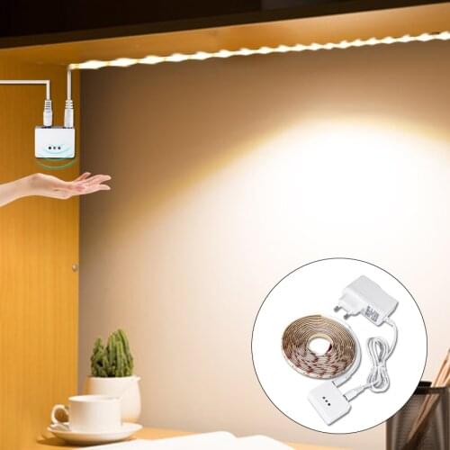 DIY 1-5m Kitchen LED Light Motion Sensor Hand Sweep Cabinet Light Closet Dimmable DC 12V LED Strip Light for Bedroom Lighting