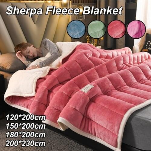 Milk Velvet Three-layer Quilted Composite Solid Blanket Super Warm and Thick Winter Sofa Blanket Solid Color Double Bed Supplies
