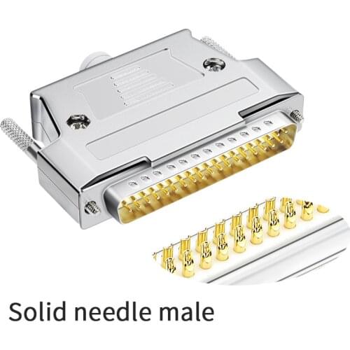 Solid needle gold-plated DB37 37 pin plug welding wire D-SUB 37 male female connector metal shell