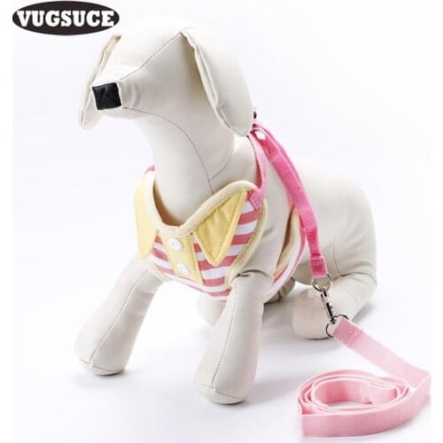 VUGSUCE Stripe Dog Harness Vest Leash Set Cotton Adjustable Breathable for Small Large Dogs Puppy Chest Strap Leads Pet Products