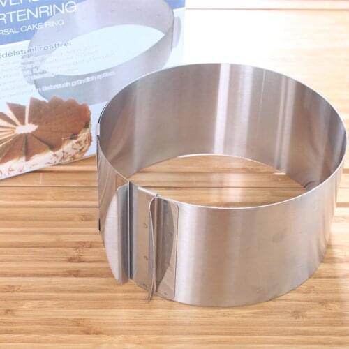 Retractable Stainless Steel Circle Mousse Ring Baking Tool Set Cake Mould Mold Size Adjustable Bakeware 16-30cm 6-12Inch +B +Q
