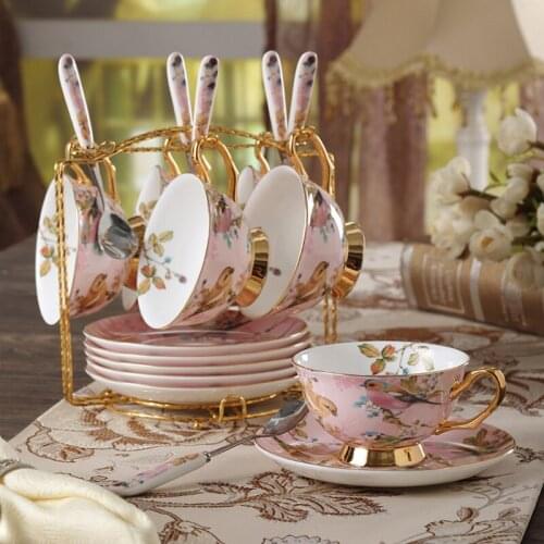 Top-Grade Bone China Coffee Cup Set Ceramics Teapot Saucer China British Porcelain Tea Cup Set Teatime Afternoon Tea Party